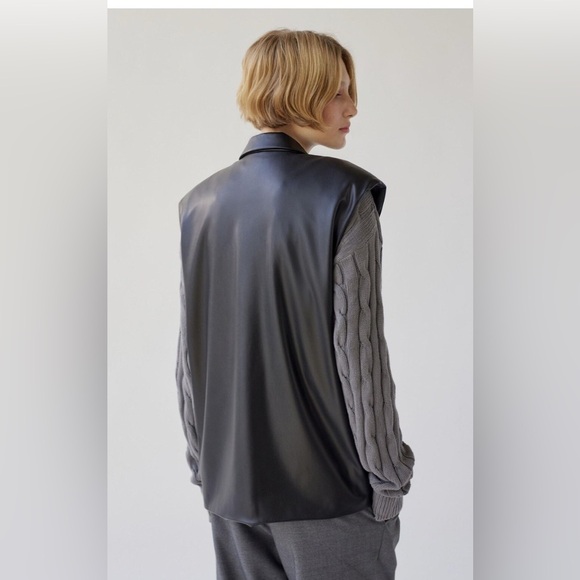 Free People Native Youth Vegan Leather Vest. NWT. Black - Picture 2 of 6